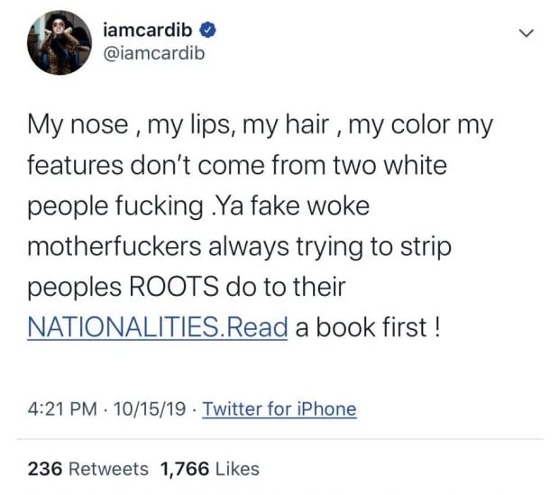 Cardi B is from Black heritage 