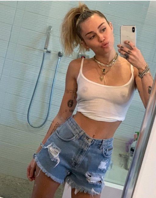 Miley Cyrus flashes nipples on instagram 