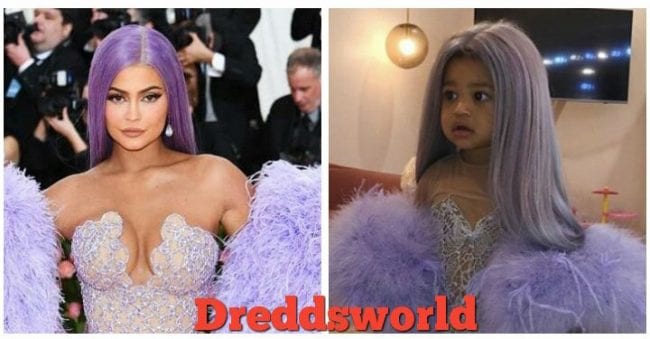 Stormi Webster styled up as Kylie Jenner in Halloween costume 
