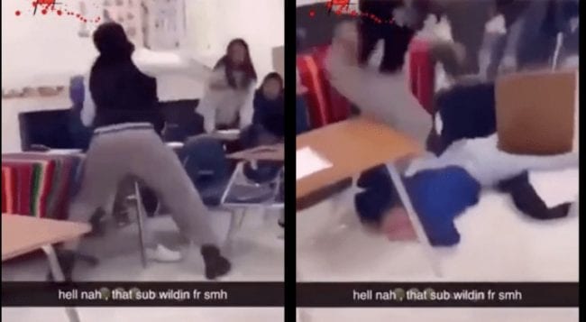 Substitute Teacher Beats Down Student Who slapped her in classroom 