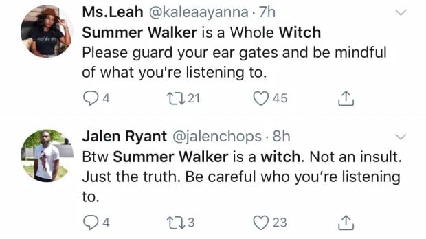 Summer Walker accused of being a witch 