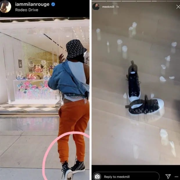 Meek Mill Shows His Girlfriend's Shoes With Flower Petals On Instagram