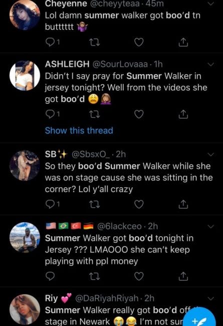 Summer Walker Gets Booed Out Of NJ Nightclub 