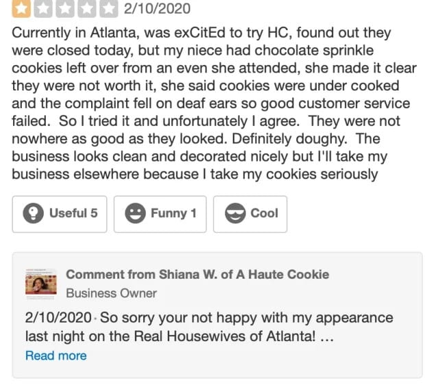Cookie Lady From RHOA Gets Dragged On Yelp 