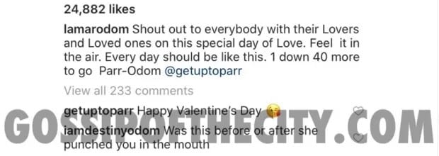 Lamar Odom's Daughter Claims Sabrina Punched Him On Valentine's Day 