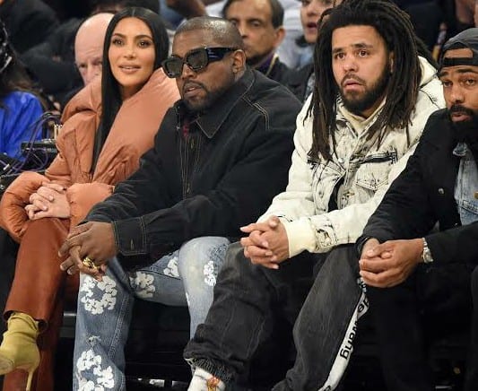 J Cole Sits Next To Kanye West & Kim K After Years Of Dissing Him 