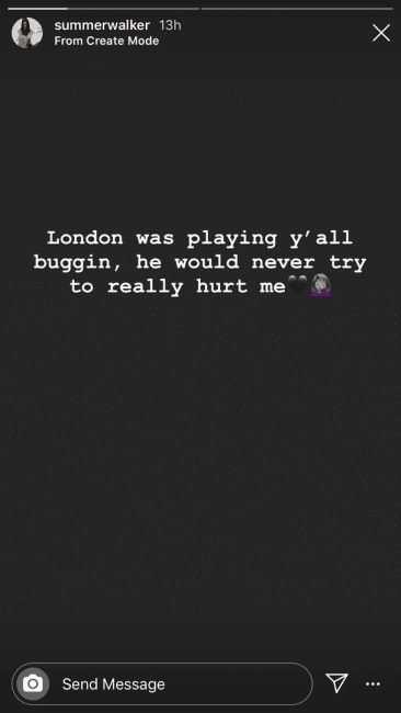 Summer Walker Says London On Da Track Was Only Playing 