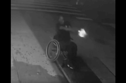 Manhattan Wheelchair Goonie Clapping At Opps