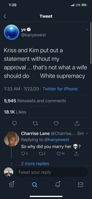 Kanye West Conitnues His Twitter Rant, Calls Kim Kardashian & Kris Jenner 'White Supremacists'