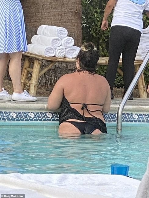 Aubrey O'Day Spotted Looking Obese At A Hotel Pool In Palm Springs