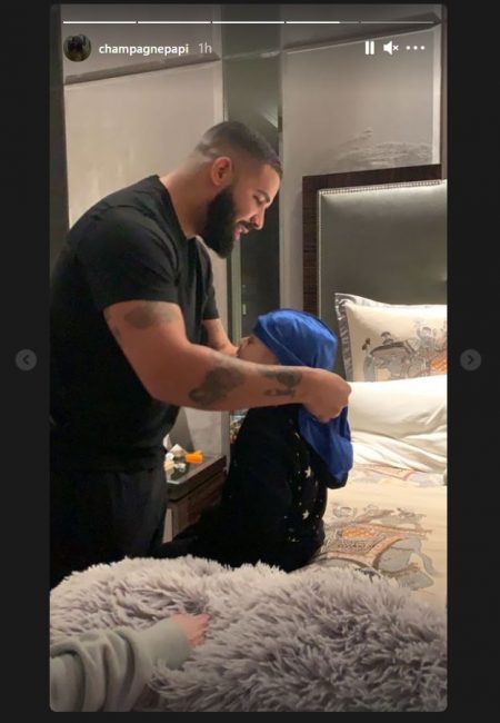 Drizzy Teaches 3-Year-Old Son Adonis How To Tie His Durag In Cute Family Pics
