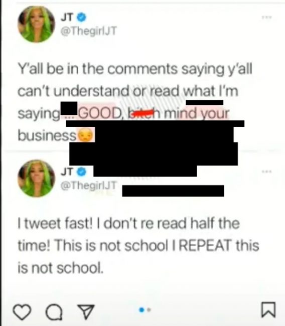 JT Of City Girls Can 'Barely Read & Write'; Twitter Claims 'Dropped Out' In Middle School