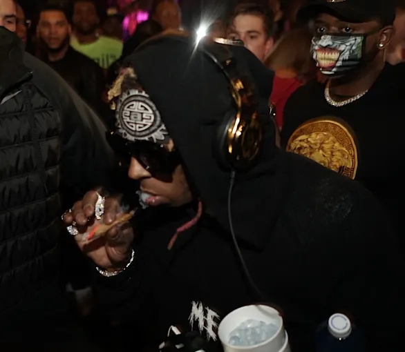 Lil Wayne Celebrates Pardon Getting High & Sipping Lean At Maskless Miami Party
