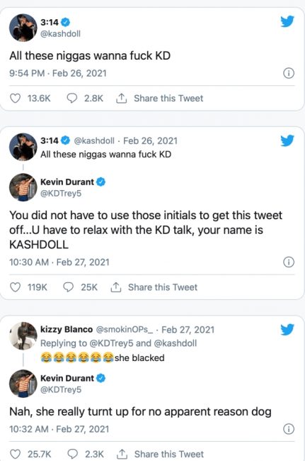 Kevin Durant Blasts Kash Doll For Attempting To Steal His 'KD' Initials