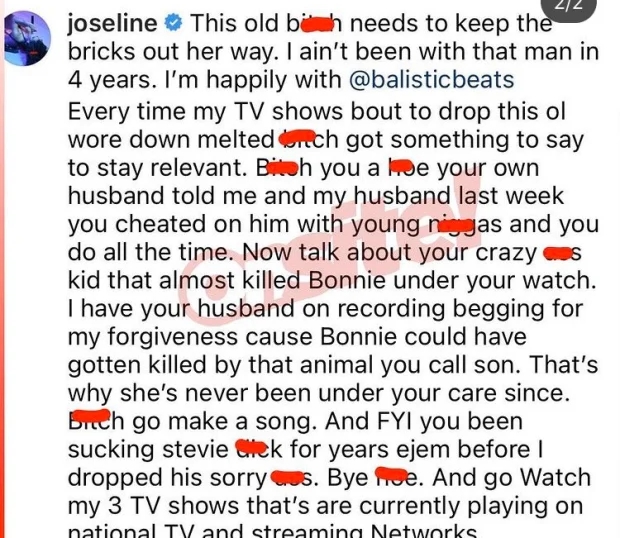 Joseline Claims Stevie J Told Her Faith Evans Was Cheating On Him With Young Men