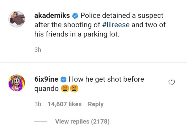Tekashi 6ix9ine Reacts To Lil Reese Getting Shot: "How He Got Shot Before Quando"