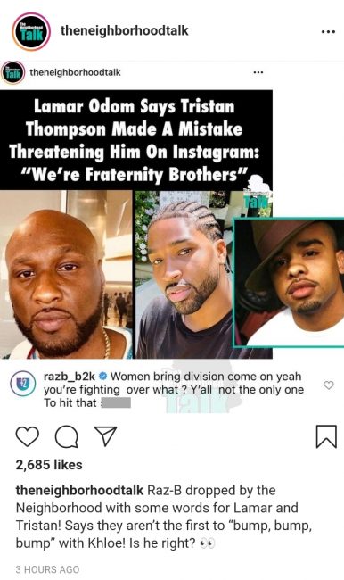 Raz B Reacts To Tristan Thompson & Lamar Odom Fighting Over Khloe Kardashian