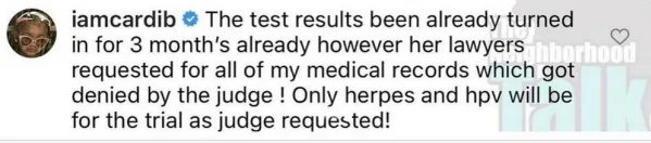 Cardi B's Herpes & HPV Test Results Proves Tasha K Wrong