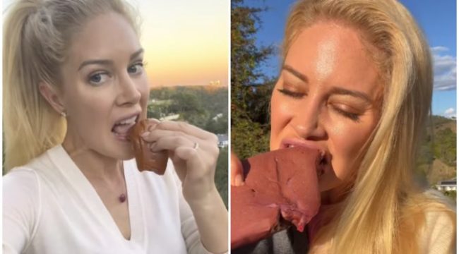 “The Hills’” Heidi Montag Chewing On Raw Meat & Animal Organs In Public To Help With Fertility