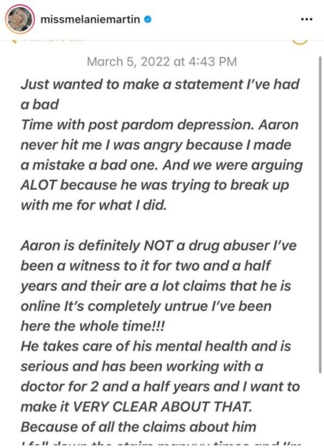 Aaron Carter's Ex Apologizes For Falsely Accusing Him Of Punching Her