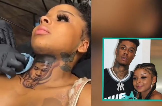 Chrisean Rock Gets Tattoo Of Blueface's Face On Her Neck: "When They See Me They See You"