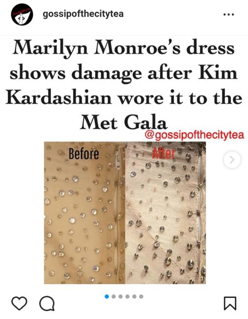 Kim Kardashian Allegedly Damaged Marilyn Monroe's Dress After Wearing It To The Met Gala 
