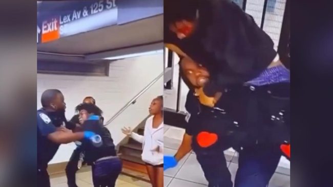 Video Showing 2 Teenagers Getting Into A Bloody Fist Fight With 2 Cops At New York City Subway Station