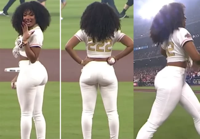 Megan Thee Stallion throws out the first pitch at the Houston Astros opening day game ⚾️🤎🤍🤍 FOLLOW MY OFFICIAL BLOG FOR THE LATEST IN CELEBRITY NEWS, GOSSIP AND FASHION: www.instagram.com/somelikeithaute__