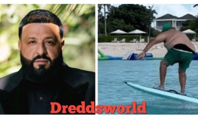 DJ Khaled Wipes Out After Trying Surfing In Viral Video