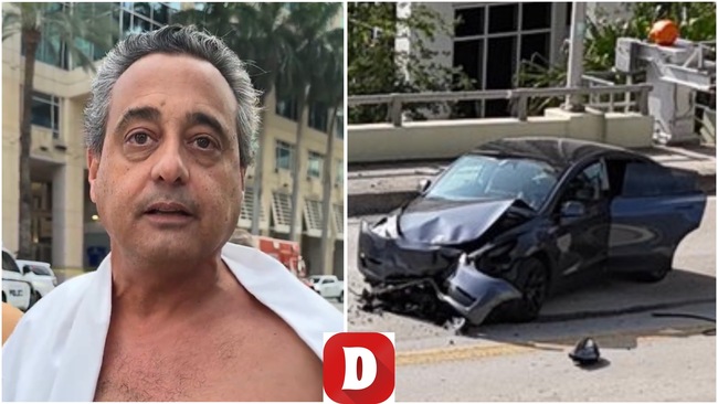 Man Miraculously Survived Unscathed After A Massive Crane Fell On His Tesla In Fort Lauderdale