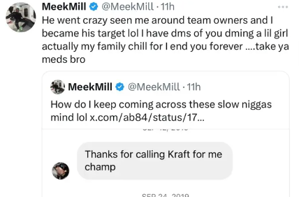 Meek Mill Accuses Antonio Brown Of DMing A ‘Lil Girl‘ Who’s His Family Member In A Deleted Tweet